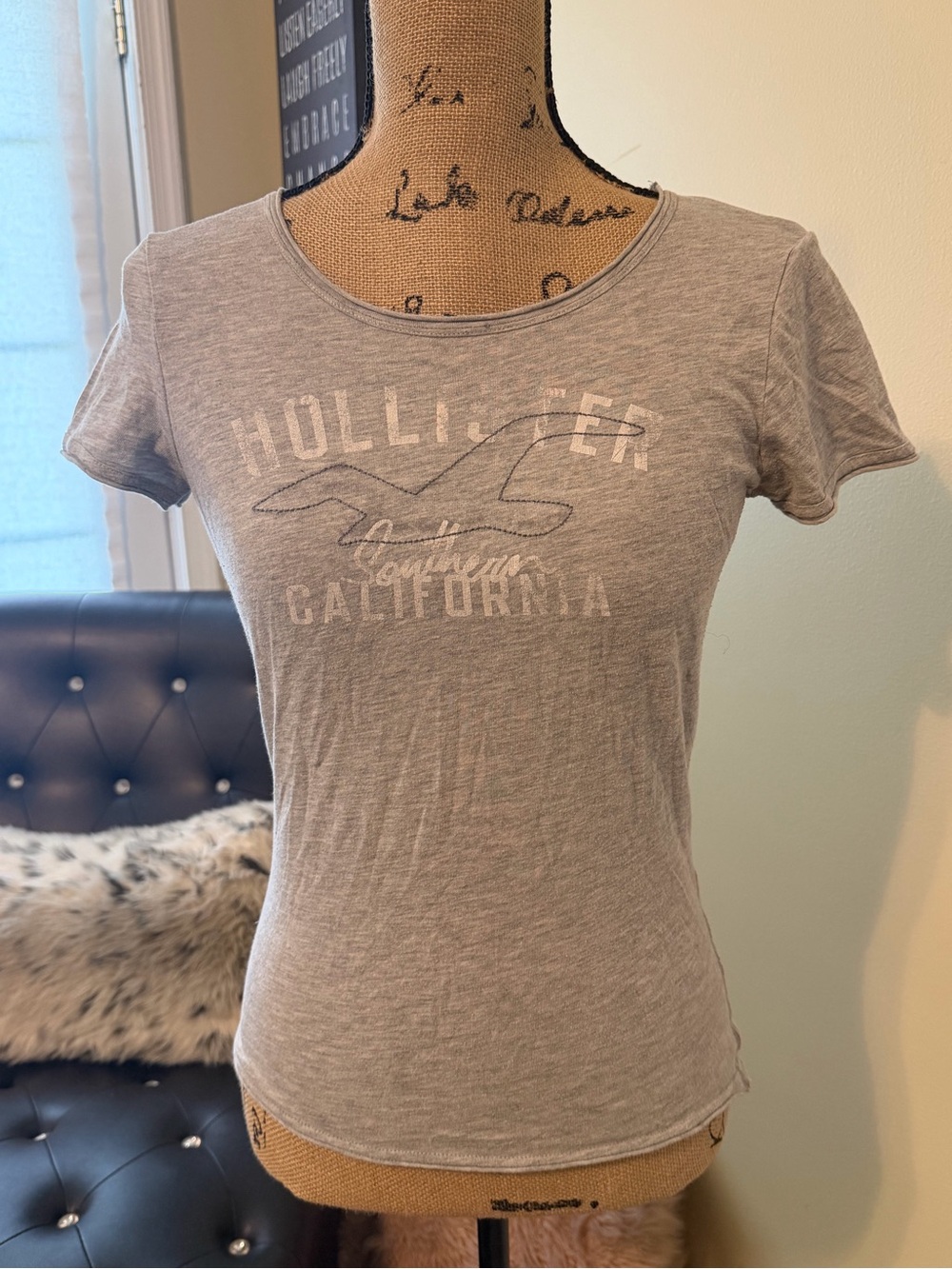 Hollister Light Gray California Logo Short Sleeve Tee